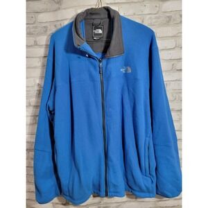 The North Face 2XL Full Zip Jacket Waffle‎ Grid Fleece Blue Men XXL